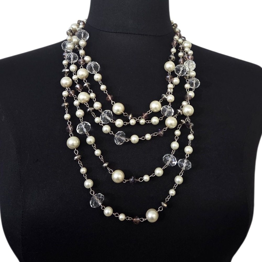 ALDO Vintage Beaded Multi-strand Layered‎ Glass Bead Statement Necklace EUC